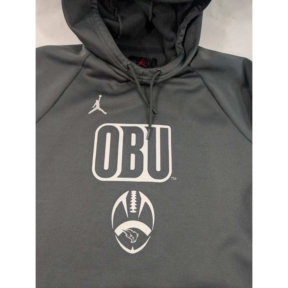 Jordan Nike Oklahoma Baptist University Bison Pullover Hoodie Football Gray Larg